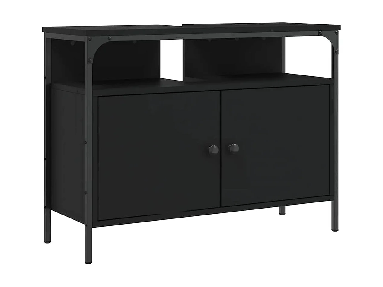 Mobile lavabo da bagno nero 80x30x60 cm