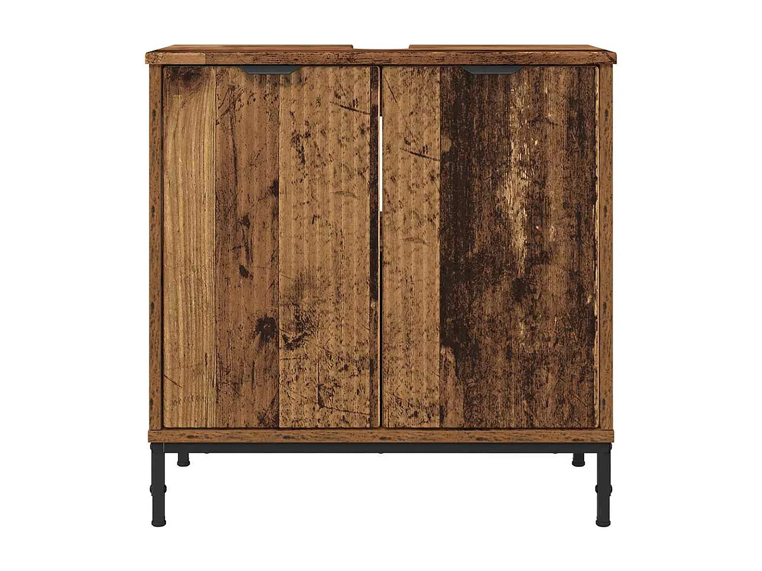 Mobile lavabo da bagno con contenitore, legno anticato