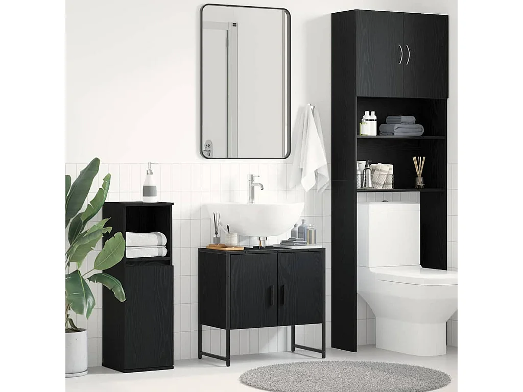 Mobile lavabo per bagno, rovere nero, 60 x 30 x 60 cm