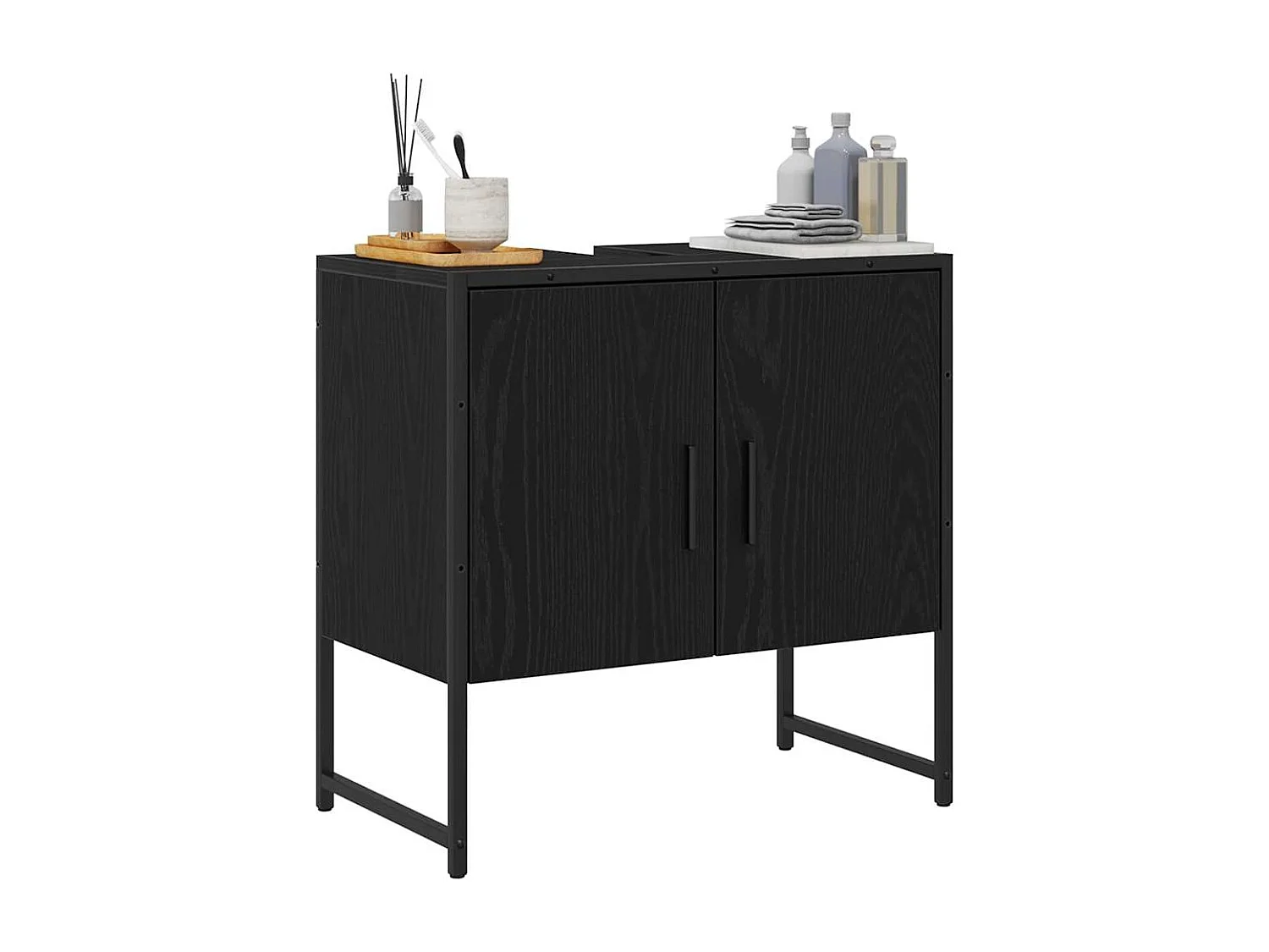 Mobile lavabo per bagno, rovere nero, 60 x 30 x 60 cm