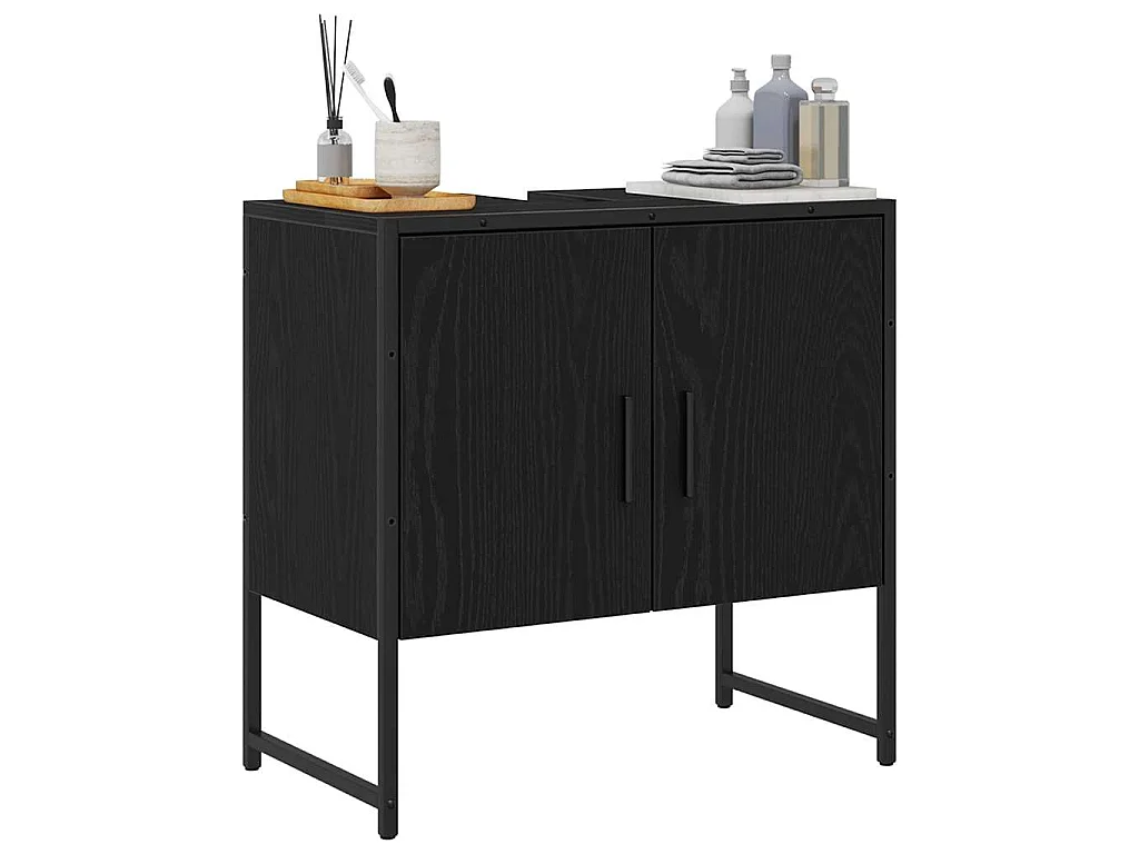 Mobile lavabo per bagno, rovere nero, 60 x 30 x 60 cm