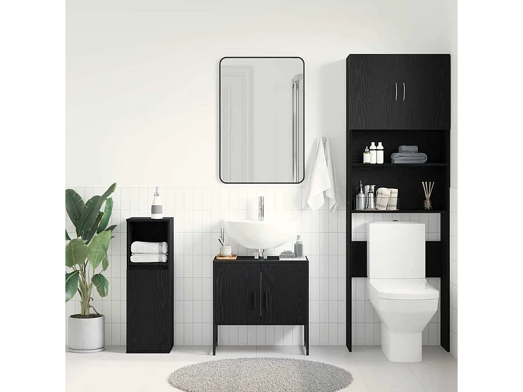 Mobile lavabo per bagno, rovere nero, 60 x 30 x 60 cm