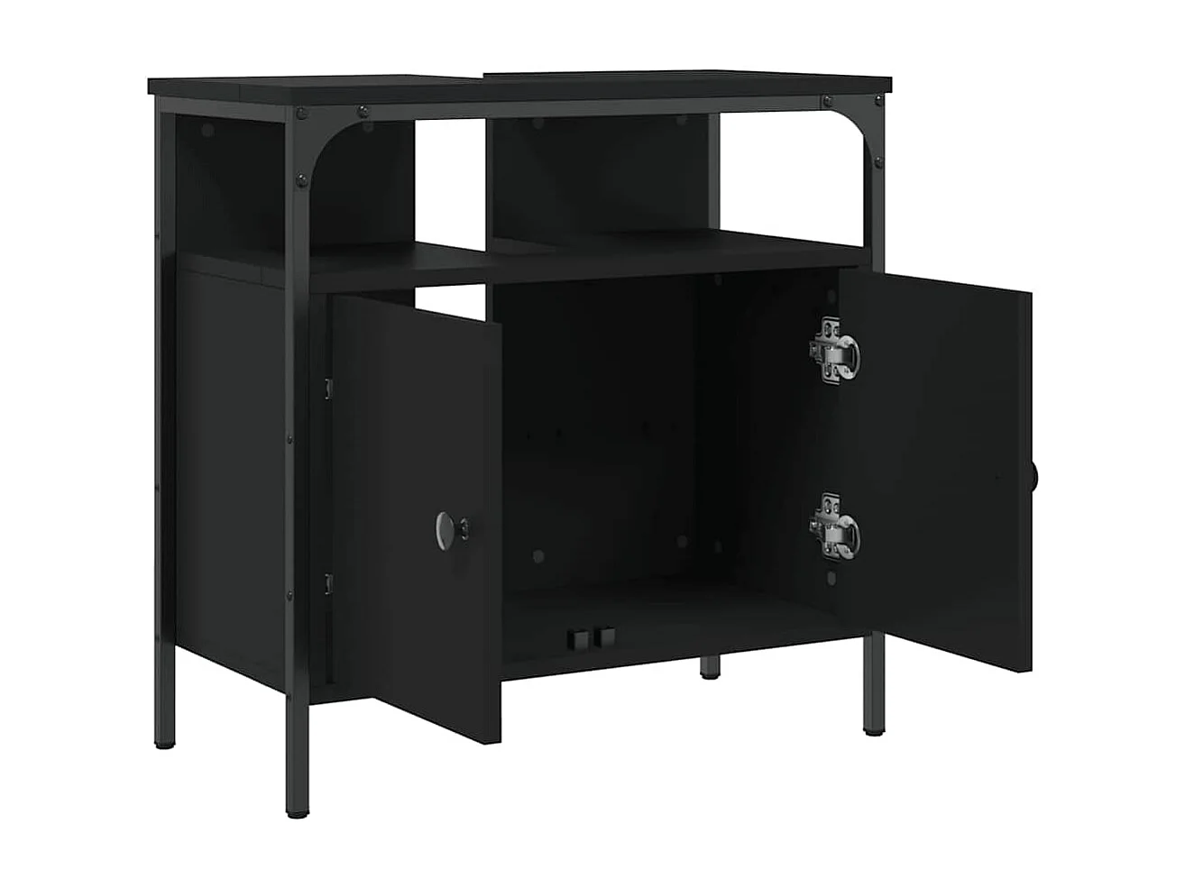 Armoire lavabo de salle de bain noir 60x30x60 cm