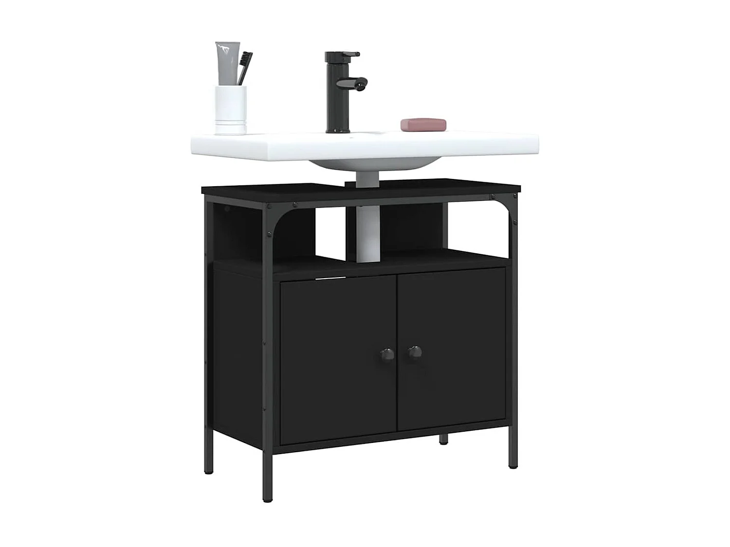 Mobile lavabo da bagno nero 60x30x60 cm