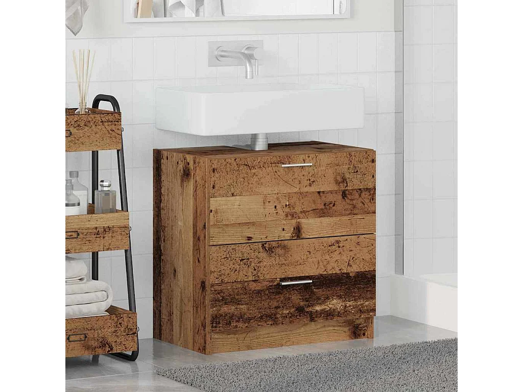 Mobiletto sottolavello in legno antico 59 x 37 x 59 cm in legno ingegnerizzato