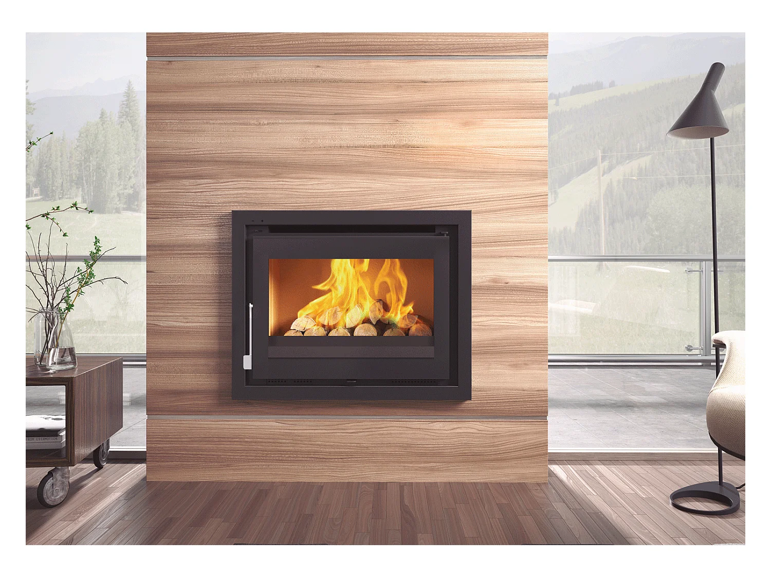 Insert à bois en acier - Vulcain - Intérieur en fonte