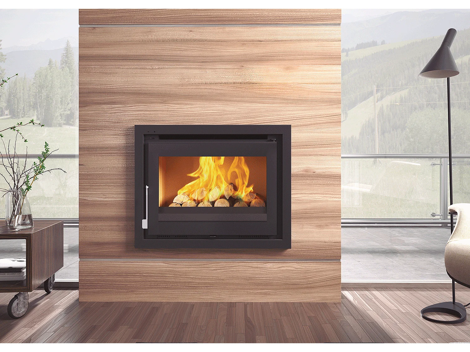 Insert à bois en acier - Vulcain - Intérieur en fonte