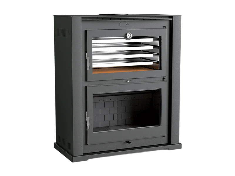 Four-poêle à bois en acier - Stellaire - Intérieur en fonte