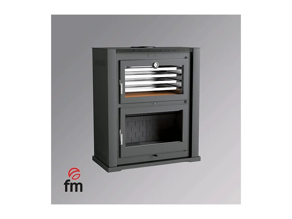 Four-poêle à bois en acier - Stellaire - Intérieur en fonte