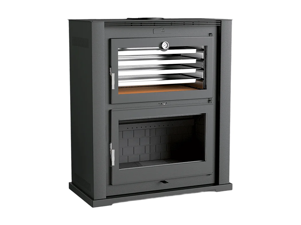 Four-poêle à bois en acier - Stellaire - Intérieur en fonte