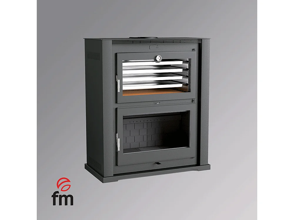 Four-poêle à bois en acier - Stellaire - Intérieur en fonte