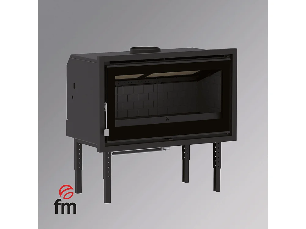 Insert à bois panoramique en acier, verre sérigraphié, triple combustion - TerraFlam - Turbine tangentielle