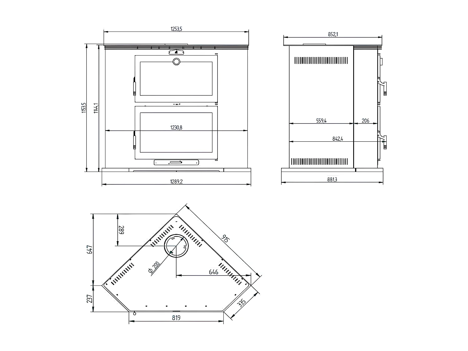 Four-poêle à bois de coin en acier - Domotifeu - Intérieur en vermiculite