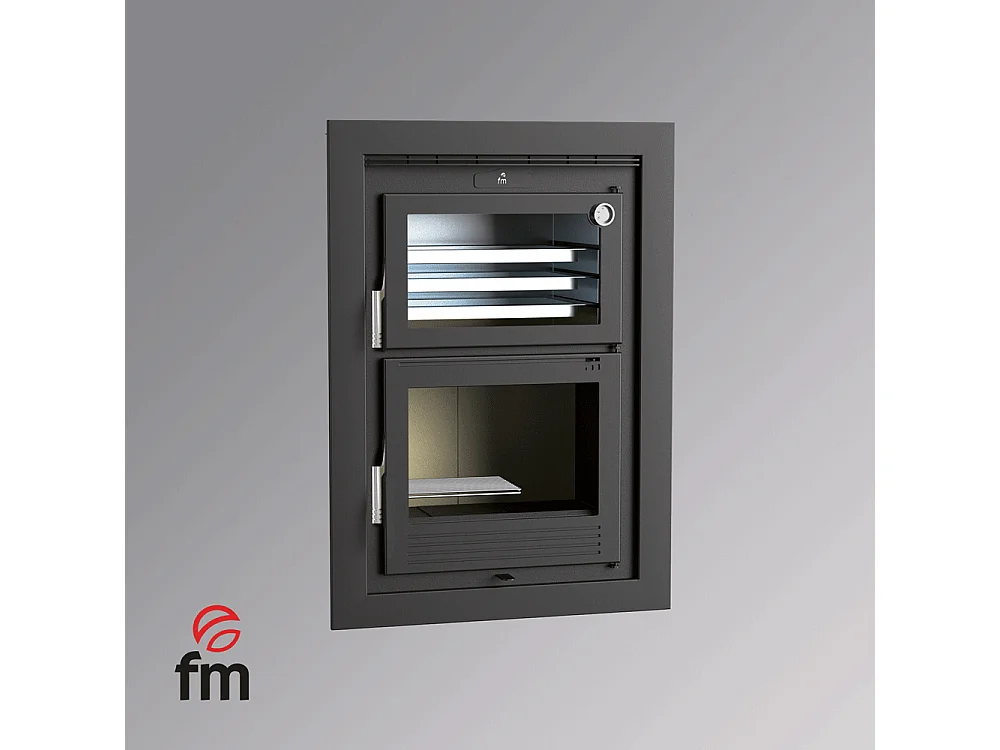 Four-poêle à bois en acier, encastrable - Flambo - Intérieur en vermiculite