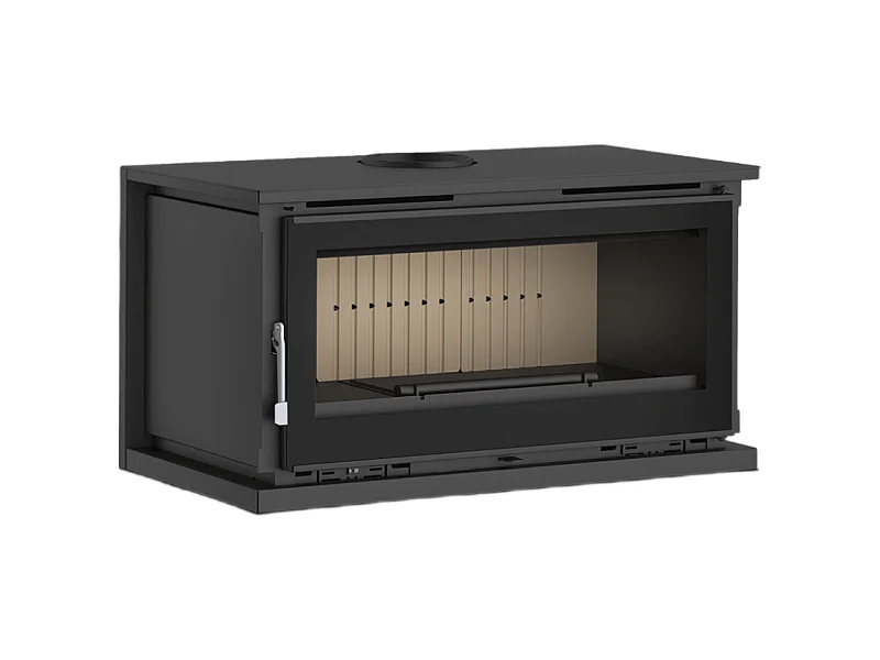 Poêle-cheminée à suspendre, avec turbines, verre serigraphié- ArboFire - Intérieur en vermiculite