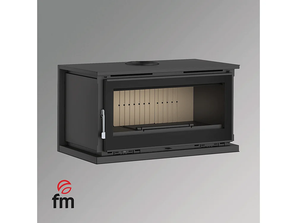 Poêle-cheminée à suspendre, avec turbines, verre serigraphié- ArboFire - Intérieur en vermiculite