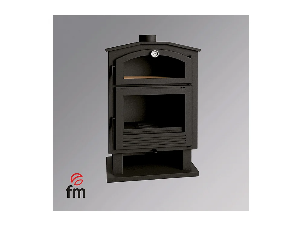 Poêle à bois en acier, four de face, bûcher inférieur - FlamRustique