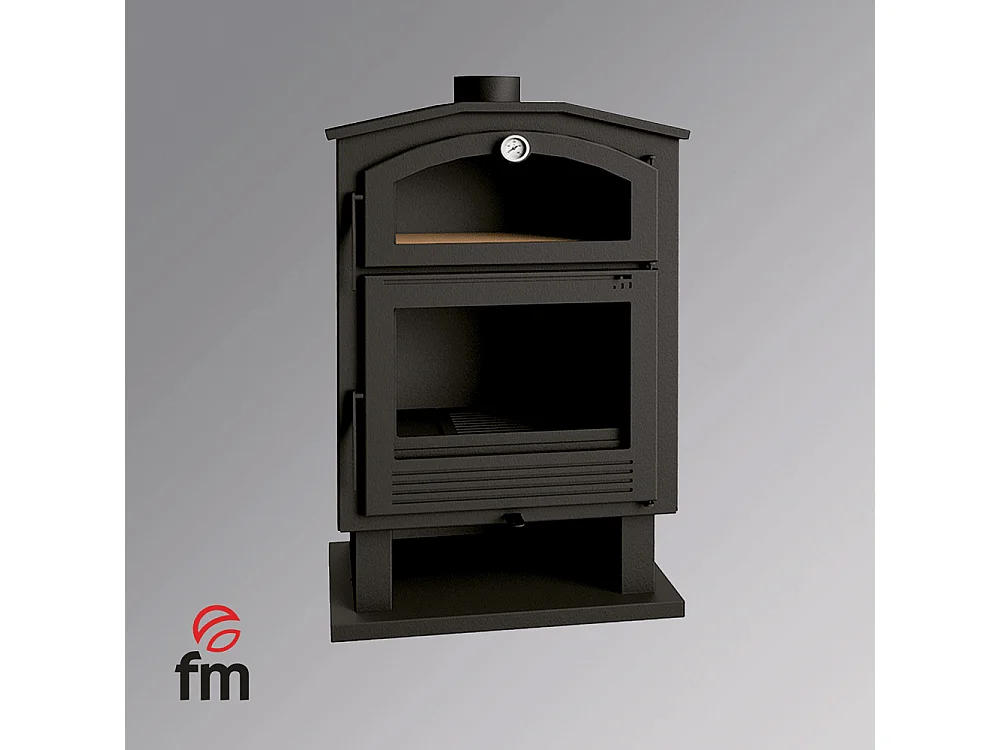 Poêle à bois en acier, four de face, bûcher inférieur - FlamRustique