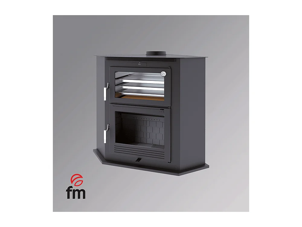Four-poêle à bois de coin en acier- FeuZen - Intérieur en fonte