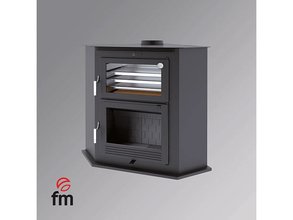 Four-poêle à bois de coin en acier- FeuZen - Intérieur en fonte