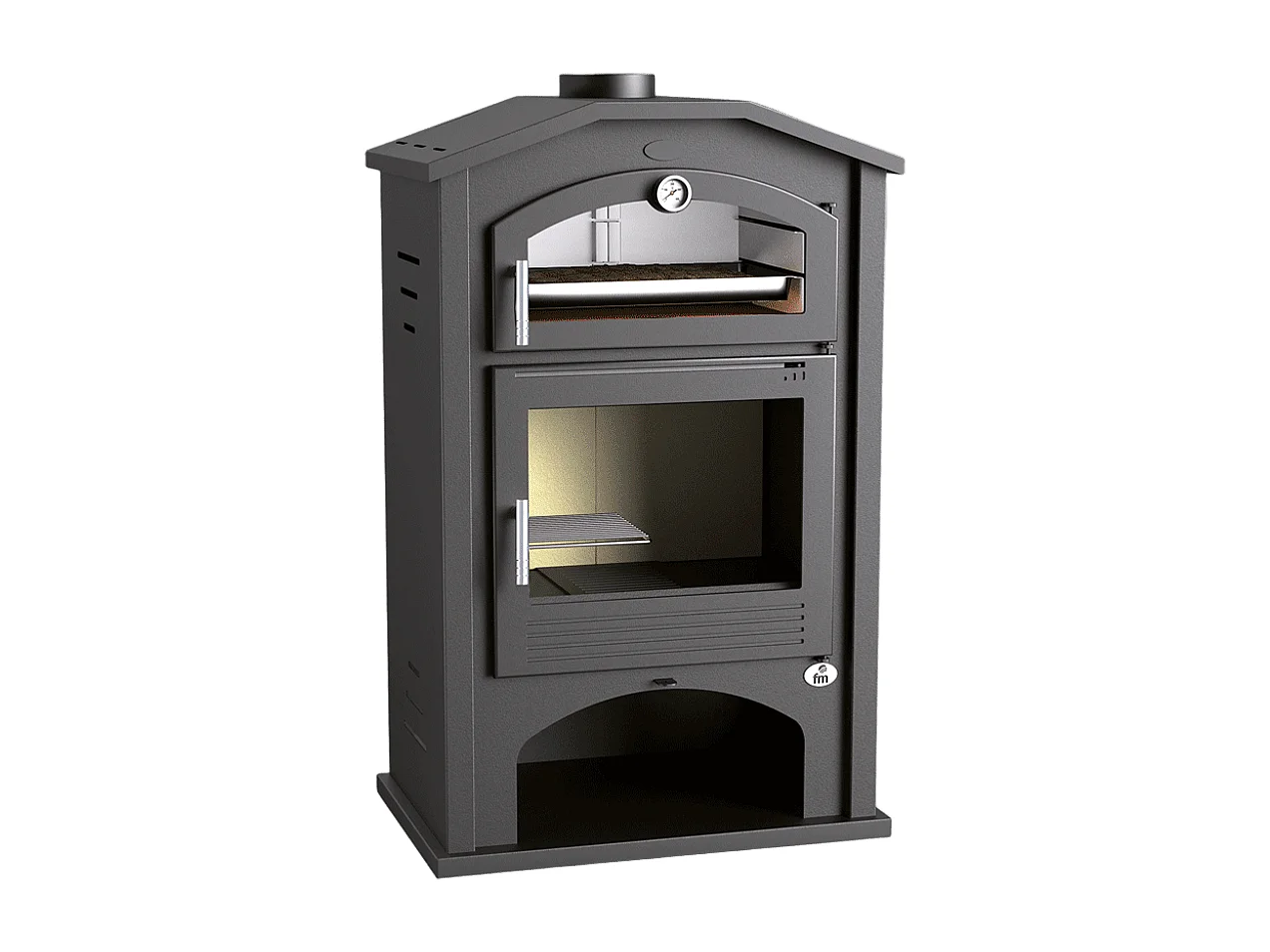 Poêle à bois en acier, Four supérieur de face, bûcher inférieur - RawFire