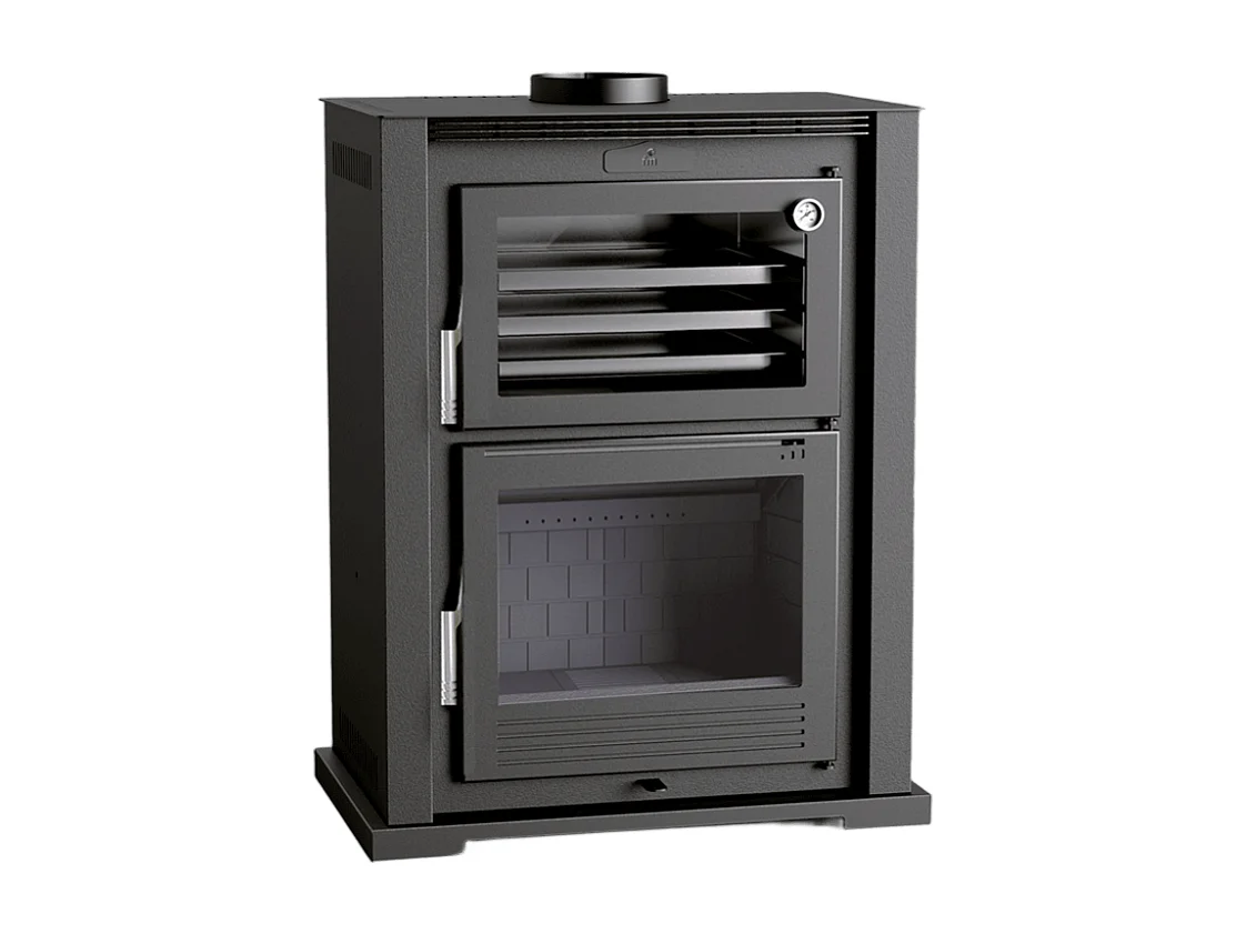 Four-poêle à bois en acier - Poelix - Intérieur en fonte