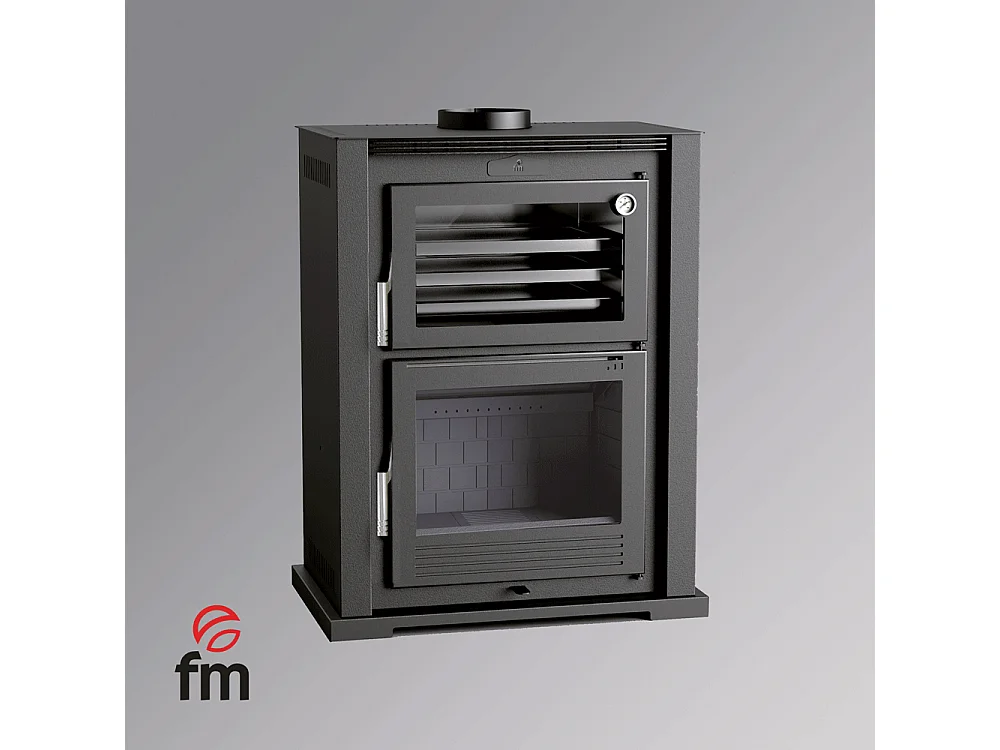 Four-poêle à bois en acier - Poelix - Intérieur en fonte