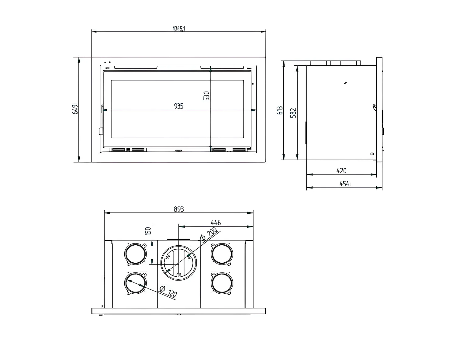 Insert à bois en acier - Phoenix - Intérieur en fonte