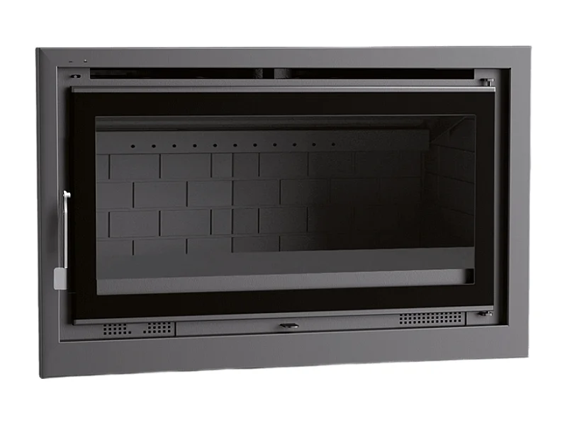 Insert à bois en acier - Phoenix - Intérieur en fonte + Verre sérigraphié