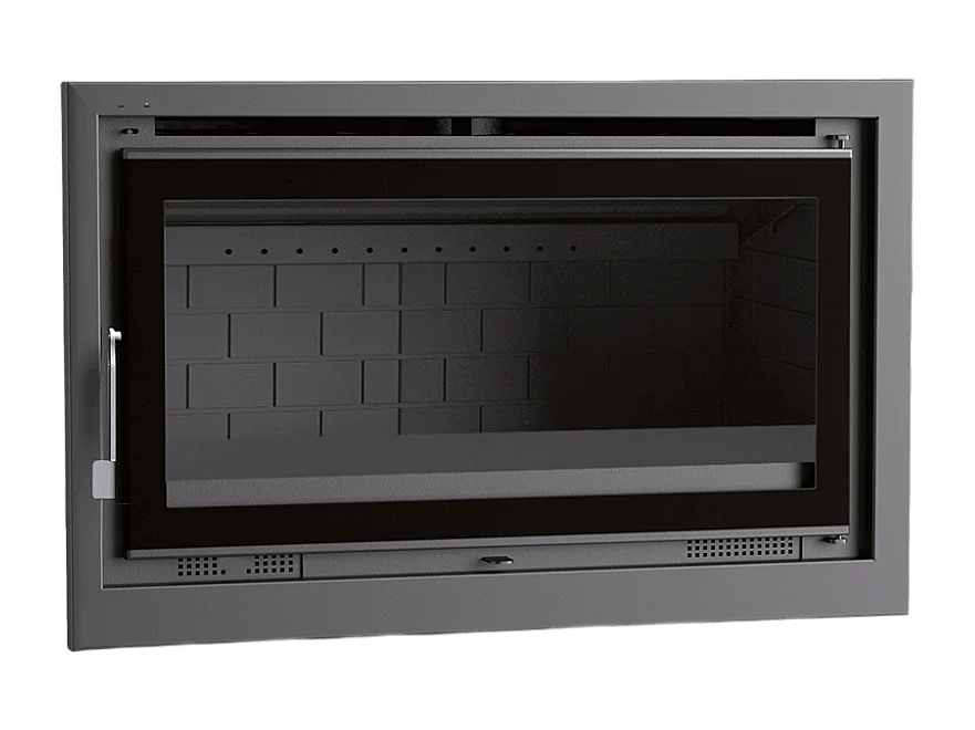 Insert à bois en acier - Phoenix - Intérieur en fonte + Verre sérigraphié