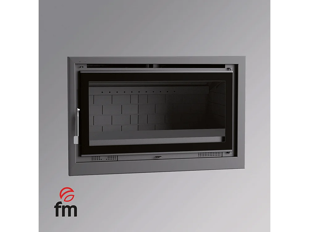 Insert à bois en acier - Phoenix - Intérieur en fonte + Verre sérigraphié