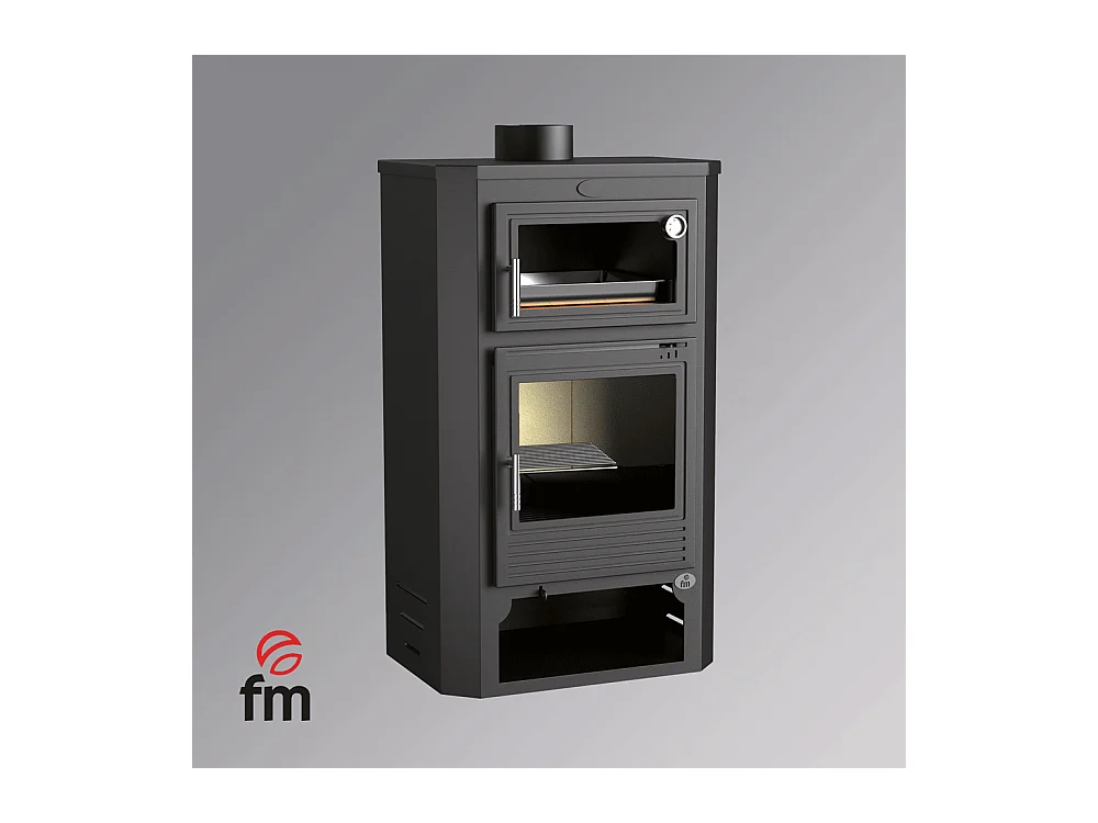 Poêle à bois en acier, Four supérieur de face, bûcher inférieur - AmbreLuxe