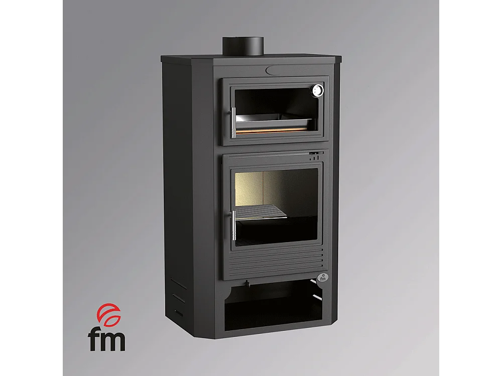 Poêle à bois en acier, Four supérieur de face, bûcher inférieur - AmbreLuxe