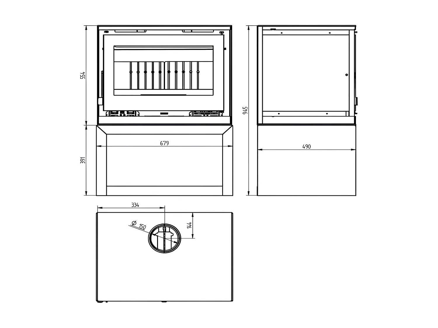 Poêle à bois frontal avec abri à bois sans turbines - Boréale