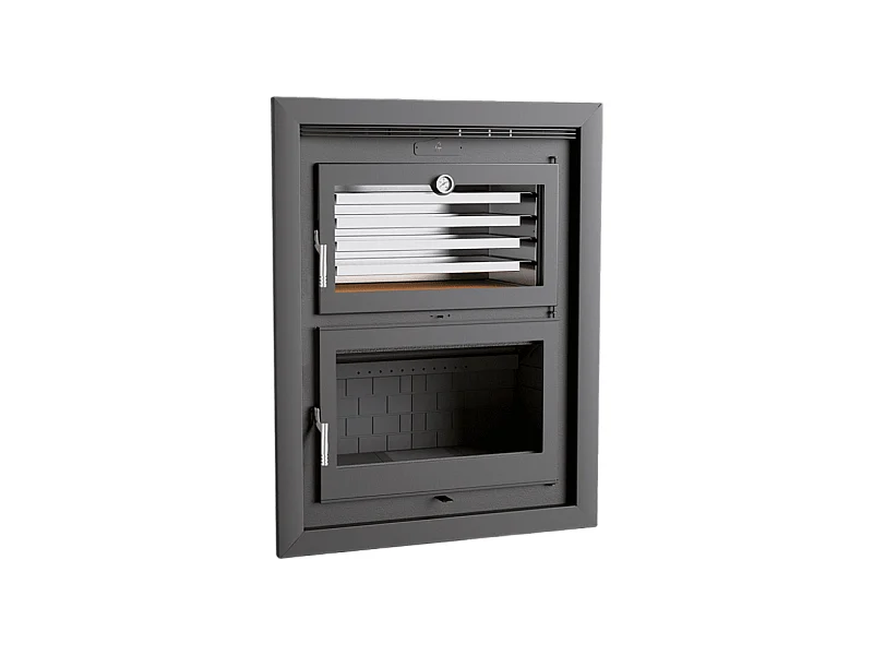 Foyer-poêle à bois en acier, encastrable - Thermix - Intérieur en fonte