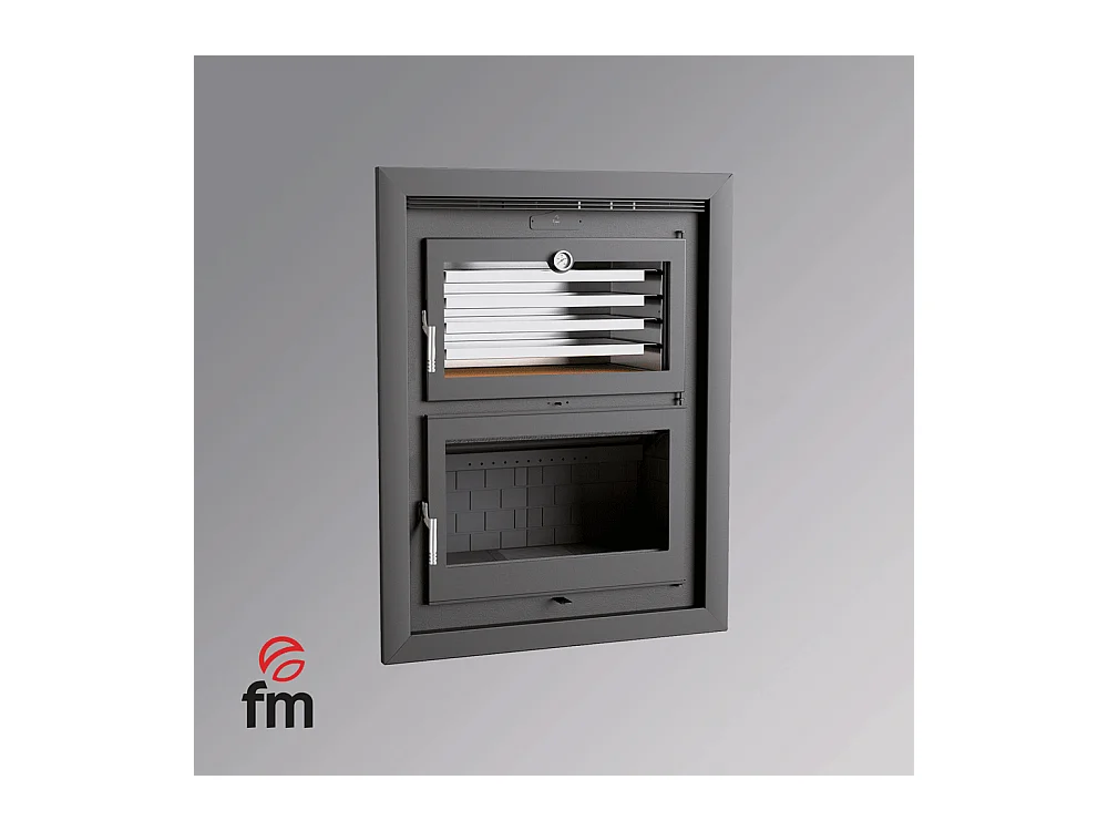 Foyer-poêle à bois en acier, encastrable - Thermix - Intérieur en fonte