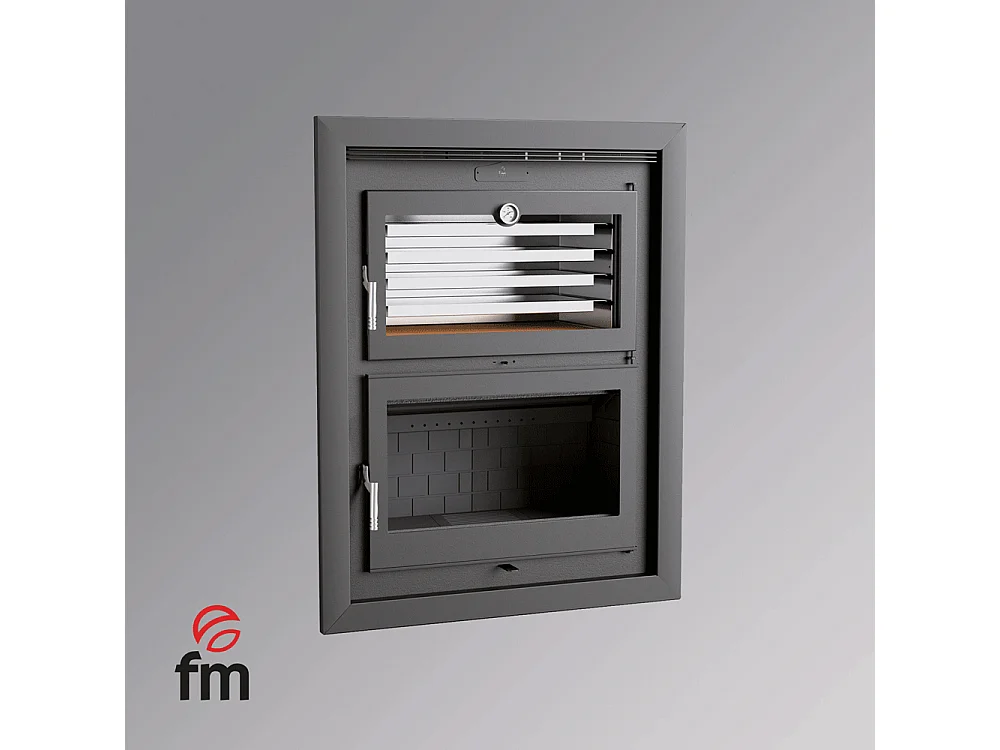 Foyer-poêle à bois en acier, encastrable - Thermix - Intérieur en fonte