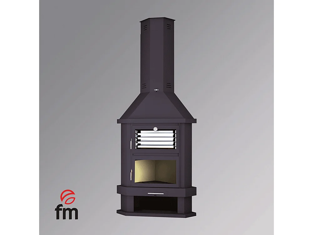 Cheminée à bois de coin en acier avec four supérieur, bûcher inférieur - BoisFer