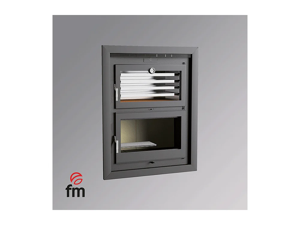 Foyer-poêle à bois en acier, encastrable - Thermix - Intérieur en vermiculite