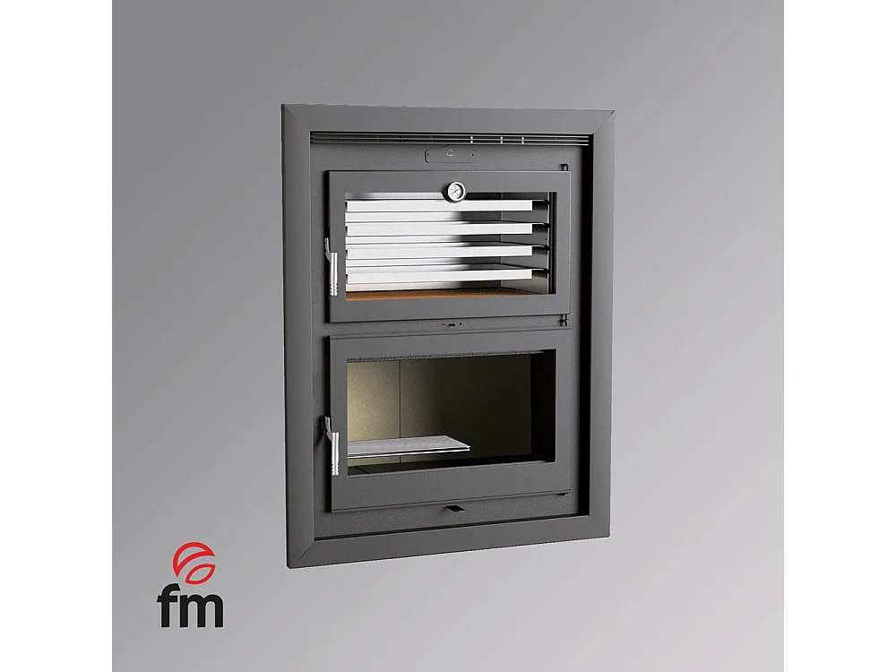 Foyer-poêle à bois en acier, encastrable - Thermix - Intérieur en vermiculite