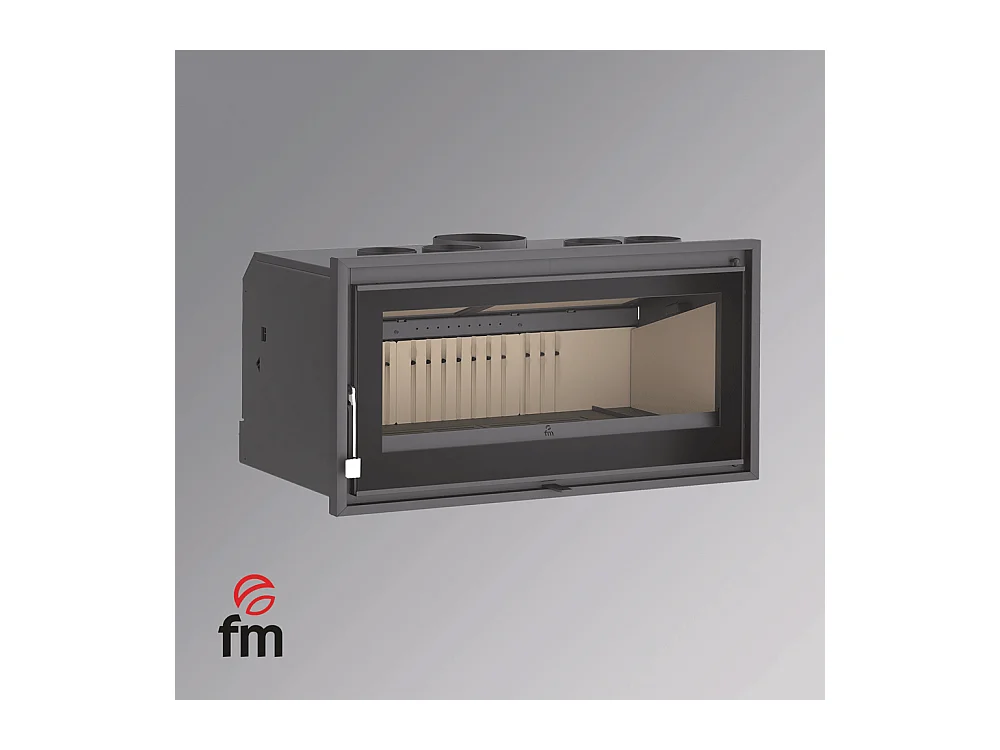 Insert à bois panoramique en acier, verre sérigraphié, triple combustion - TerraFlam - Sans turbine