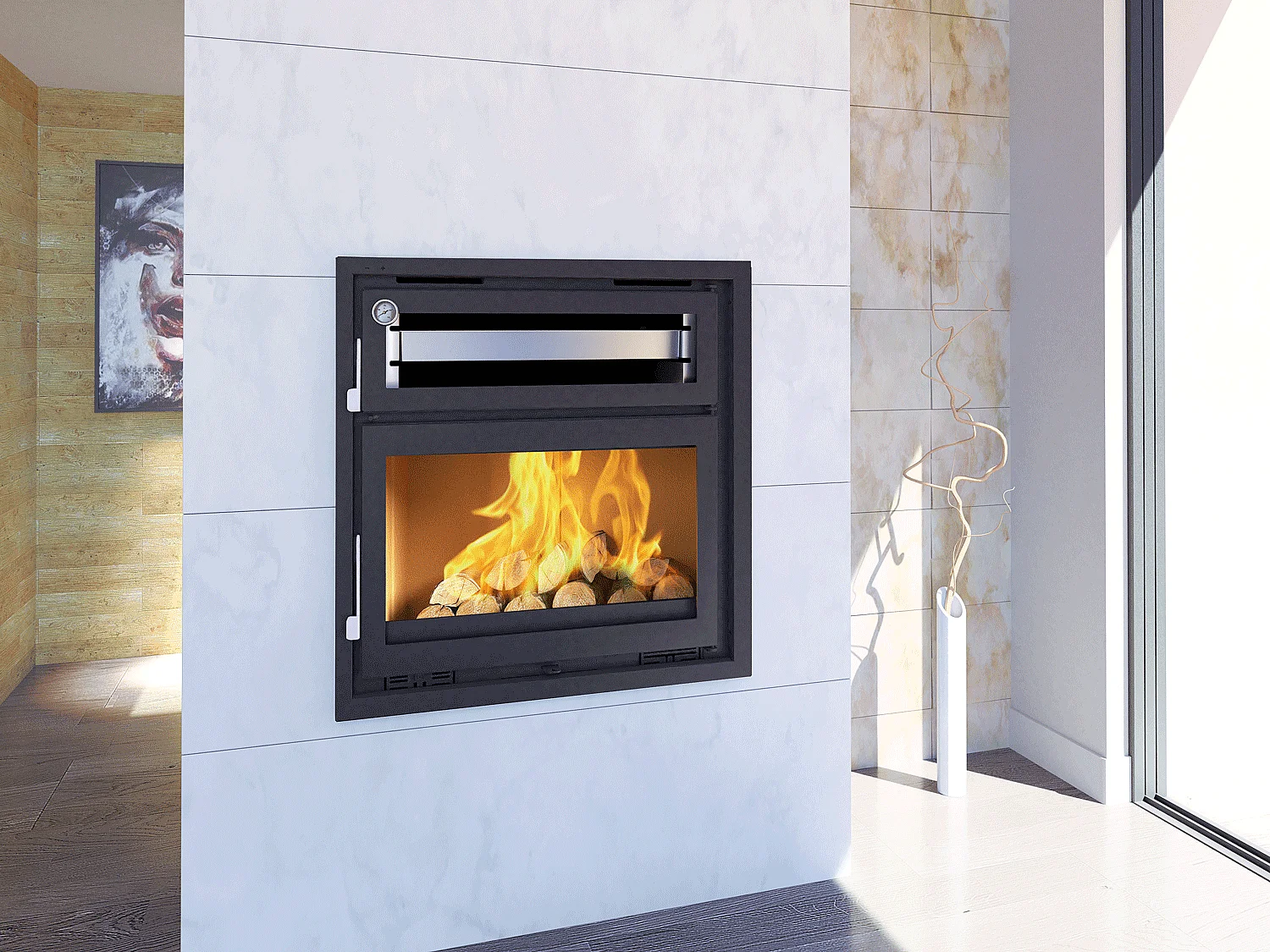 Insert à bois en acier avec four supérieur - Toscane - Sans Turbines