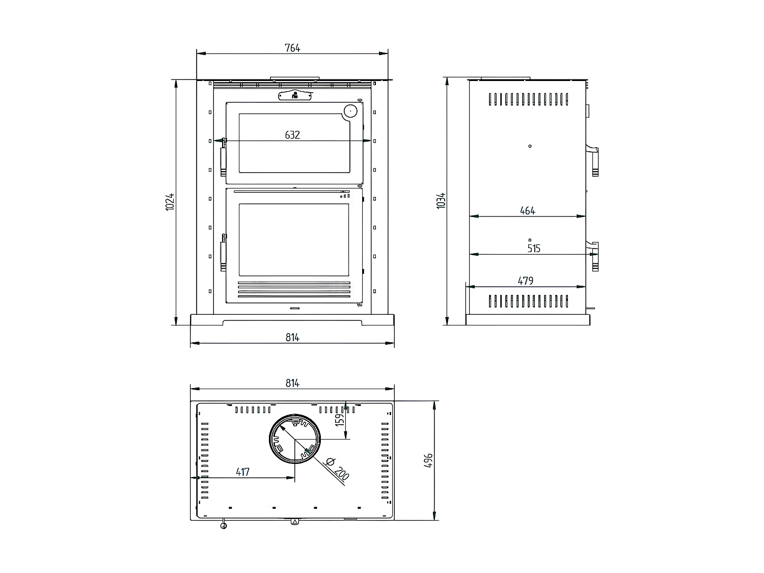 Four-poêle à bois en acier - Poelix - Intérieur en vermiculite