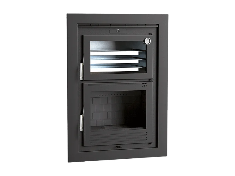 Four-poêle à bois en acier, encastrable - Flambo - Intérieur en fonte