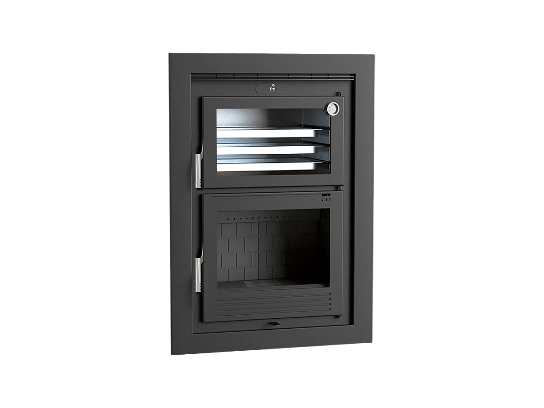 Four-poêle à bois en acier, encastrable - Flambo - Intérieur en fonte