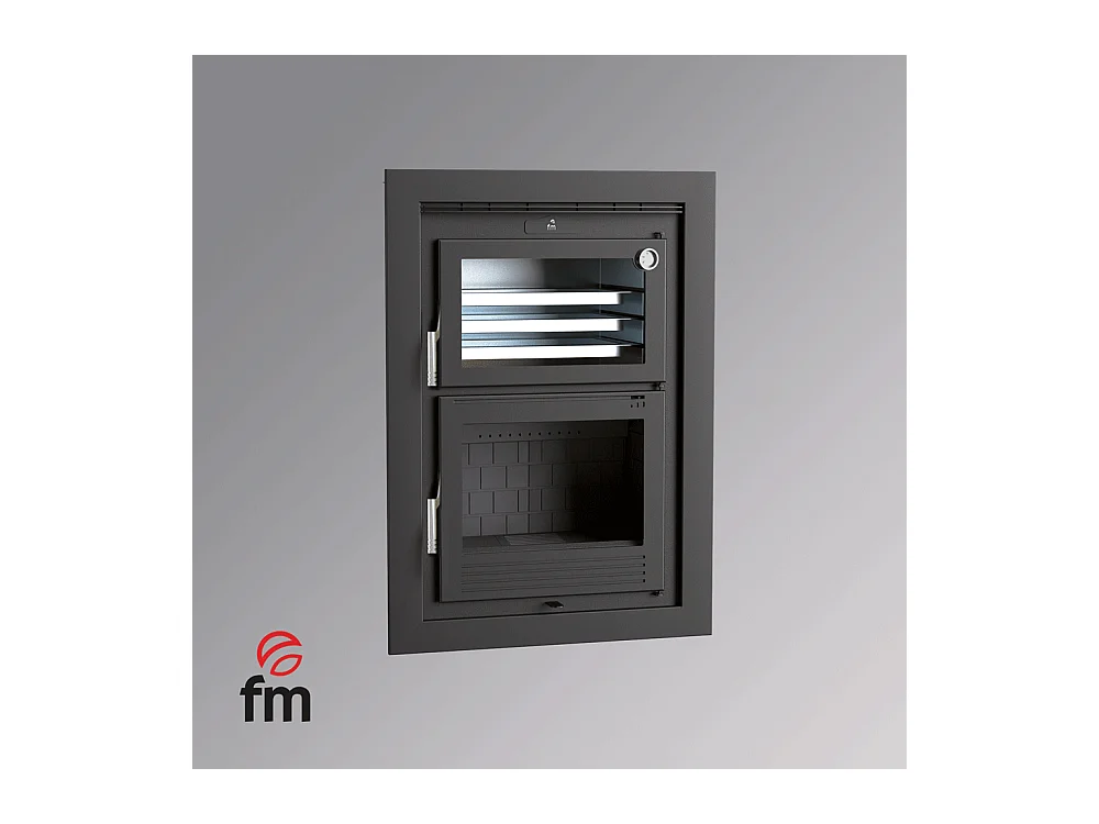 Four-poêle à bois en acier, encastrable - Flambo - Intérieur en fonte