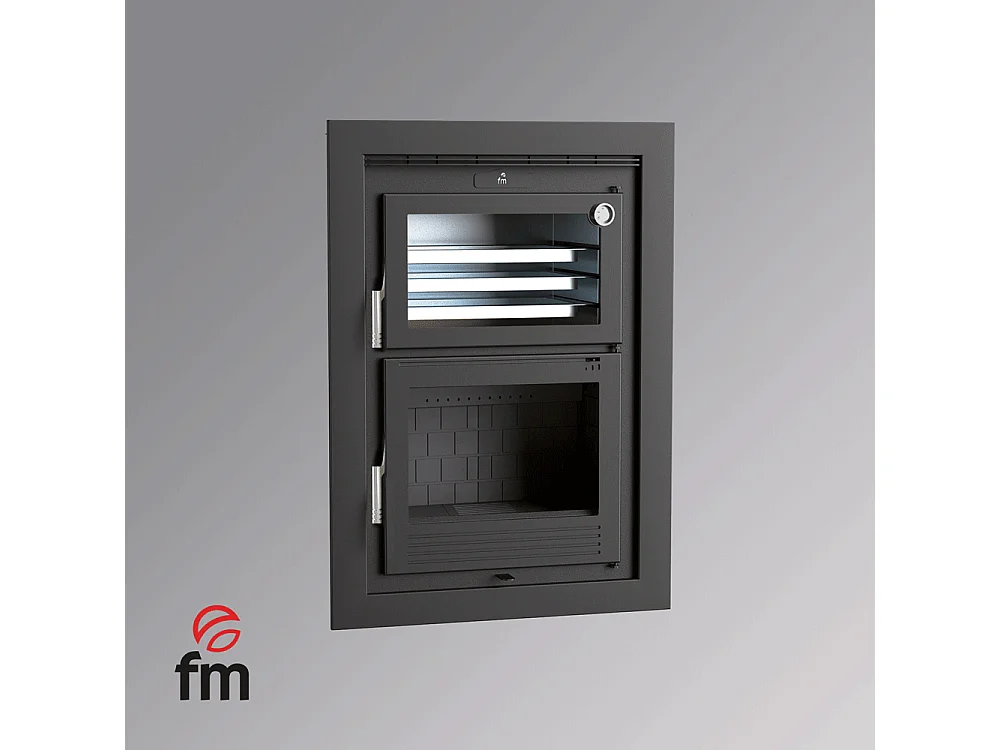 Four-poêle à bois en acier, encastrable - Flambo - Intérieur en fonte