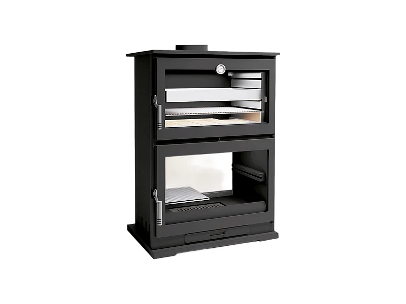 Poêle à bois en acier, four de face - EcoChauffe