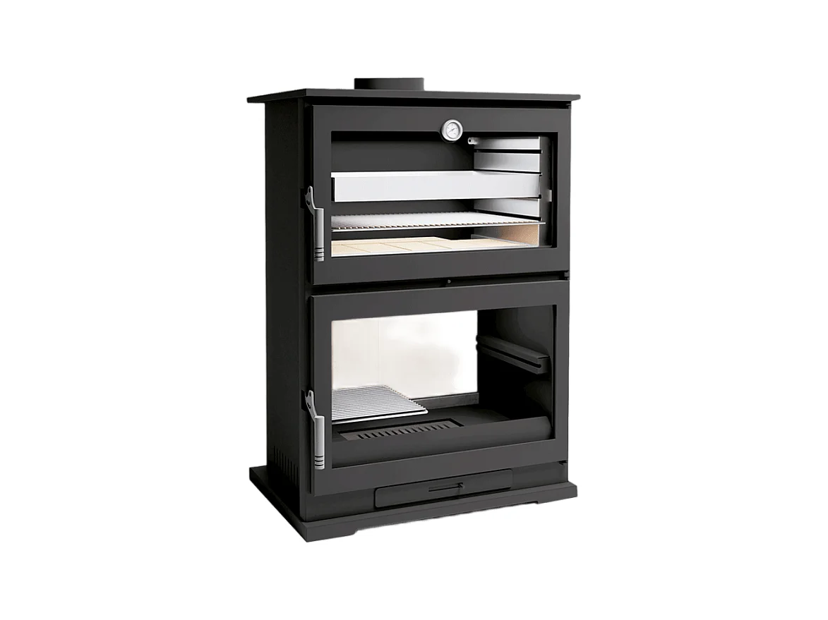 Poêle à bois en acier, four de face - EcoChauffe