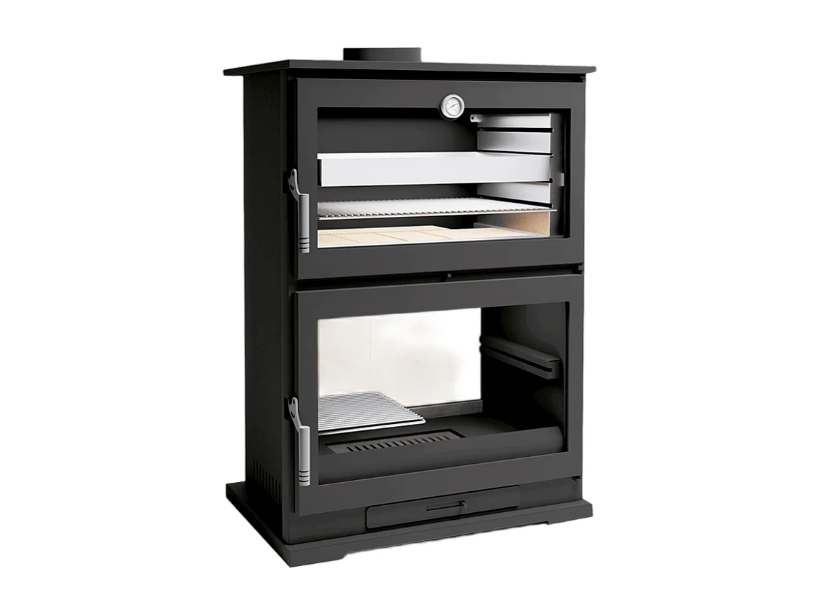 Poêle à bois en acier, four de face - EcoChauffe